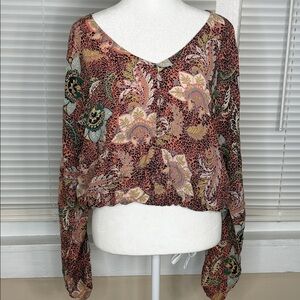 Angie Floral V-Neck Blouse